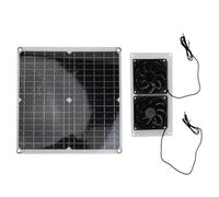 CashMuch Ventilateur d'échappement à énergie solaire 30 W avec deux ventilateurs, panneau solaire étanche IP65, pour poulailler, niche, camping-car, 3000 tr/min, câble de 1,5 m, noir