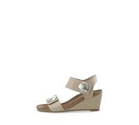 CA'SHOTT A/S Femme Casalberta Sandales en Cuir avec Bouton Velcro Talons, Taupe, 40 EU