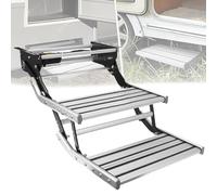 Cashwise Escalier Pliant Automatique pour Caravane, marchepied électrique Pliant Robuste en Alliage d'aluminium avec éclairage LED, pour Camping-Cars et caravanes. Double-12V