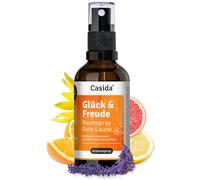 Casida Glück & Freude Spray d'ambiance - Parfum d'ambiance vivifiant avec des huiles 100 % naturelles - Bonne humeur et énergie positive - Spray de parfum naturel pour la maison, le bureau et les