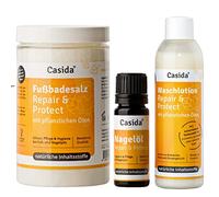 Casida - Set Hygiène Repair & Protect - soin et hygiène des pieds et du corps - contre les mycoses - Huile pour les Ongles - Lotion Nettoyante - Sel pour Bain de Pieds - la qualité des pharmacies