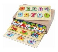Casier 4 Puzzles En Bois - Wdk Partner Multicolore Multicolore G