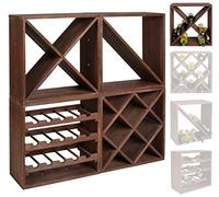 Casier à Bouteilles de vin - Système modulaire CUBOX 50 - Mod. Dunkel 24 "X - Capacité jusqu'à 24 Bouteilles de 75 cl. - Taille 50 x 50 x 25 cm. en pin FSC - Marron