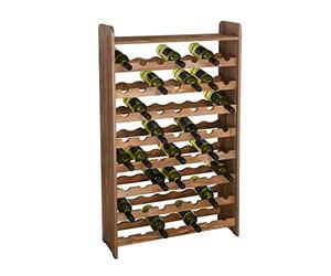 Casier à bouteilles / Étagère à vin OPTIPLUS modèle 2, en bois teinté, pour 56 bouteilles - H 118 x L 72 x P 26,5 cm