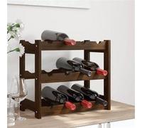 Casier à bouteilles pour 12 bouteilles marron bois pin solide Marron G
