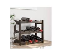 vidaXL Casier à bouteilles Étagère à vin 12 bouteilles Bois de pin solide Noir Moderne