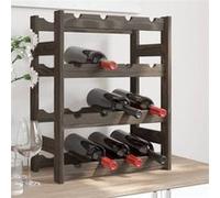 Casier à bouteilles pour 16 bouteilles gris bois pin solide gris G
