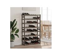 Casier à bouteilles pour 56 bouteilles gris bois pin solide Gris G