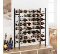 Casier à vin 48 bouteilles métal noir 64x22x80 cm sur pied