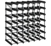 vidaXL Casier à bouteilles pour 42 bouteilles – Meuble à vin intérieur – Bois de pin solide Noir