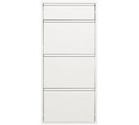 Kare Armoire à Chaussures Design Caruso 3+1, Blanche, 119 x 50 x 15 cm, en Acier, avec Espace pour 6 Paires de Chaussures, Couloir
