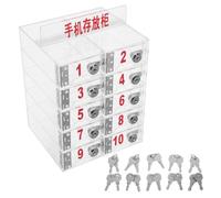 Casier à Téléphone Portable Transparent 10 Compartiments en Acrylique | Rangement Individuel Sécurisé, Boîte de Bureau à Poser, avec Clés, pour École et Gym