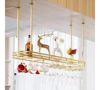 Casier À Vin au Plafond avec Support en Verre,Casier À Vin Suspendu au Plafond avec Boom,Étagère À Vin pour La Cuisine,La Cave À Vin Et Le Bar À Vin,Porte-Vin Suspendu en Métal(Size:80*25*5cm)