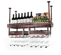 Casier à vin Bar rétro suspendu porte-verres à vin cadre en verre haut casier à vin inversé style nordique décoration murale élégante style français casier à vin (couleur : noir, taille : 200 cm x 31