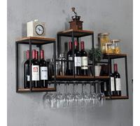 Casier à vin créatif Casiers muraux Porte-bouteilles à vin Design classique pour verres à vin et bouteilles, porte-bouteilles à vin Étagère pour le mur Casier à bouteilles Capacité de charge maximale
