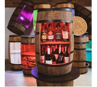 Casier à Vin - Creative Cooper - Tonneau en Bois - 30 Bouteilles - Éclairage LED - 80cm Wengé