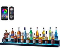 Casier à vin de bar avec éclairage LED - montage mural - 2 niveaux - affichage 1524mm - design élégant pour votre stockage de vin