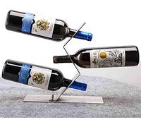 Casier à vin de table pour bouteilles d'alcool, support de présentation de bouteilles de vin rouge, casier à vin en métal, couleur cuivre, porte-verres à vin (couleur : argent, dimensions : 28 x 28 x