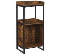 Casier à vin design industriel étagère à bouteilles 9 bouteilles support verres à vin intégré métal noir aspect vieux bois veinage