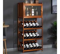 Casier à vin élégant en bambou à 4 niveaux de rangement vertical finition transparente moderne maison bar nizer pour cuisine et salon Solution élégante marron