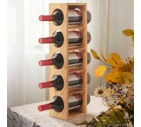 Casier à vin empilable en bois de bambou 5 bouteilles 53x13.5x12cm Naturel
