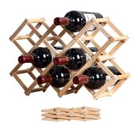 Casier à vin en Bois Casier à vin Pliable pour 10 Bouteilles Supports autoportants de Style Moderne Support de Bouteille Robuste Présentoir pour Support Placard Table, Gratuit