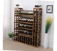 Casier à vin en bois massif - Armoire de rangement autonome durable pour bar, salon ou taverne - Étagère décorative pour vin (finition bois naturel)