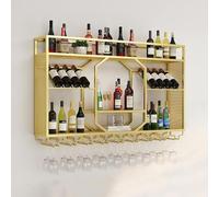 Casier à vin en fer fixé au mur avec support en verre suspendu, étagère à alcool de bar, étagères de bar murales flottantes, présentoir de bouteilles d'alcool, supports de rangement, décoration