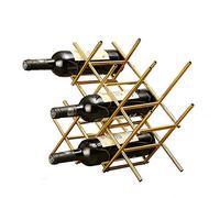 Casier à vin en métal autoportant supports de rangement pour comptoir, porte-bouteilles décoratifs de table, support de rangement (couleur : or, dimensions : 36 x 46 x 15 cm)