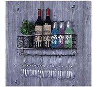 Casier à vin Étagère murale Loft Porte-bouteilles de vin en métal Porte-bouteilles et verres à vin Cadre Porte-verres à pied Porte-gobelets Décoration murale (couleur : bronze, taille : 25 cm)