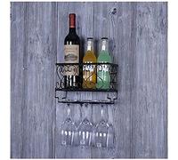 Casier à vin Étagère murale Loft Porte-bouteilles de vin en métal Porte-bouteilles et verres à vin Cadre Porte-verres à pied Porte-gobelets Décoration murale (couleur : bronze, taille : 25 cm)