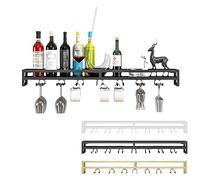 Casier à vin Étagère Murale Moderne en métal pour Verre à vin, Porte-gobelet Suspendu, présentoir à vin, Organisateur de Bouteille de vin Flottant pour la Maison, Bar, Cuisine, café, Cave à vin