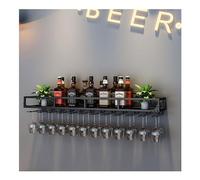Casier à vin Flottant avec Support en Verre Étagères de Bar Modernes pour Bouteilles de vin et Verres Étagère Murale à vin pour Bar à la Maison ou Restaurant Noir