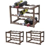 Casier à vin HWC-B58, casier à bouteilles Porte-vin, sapin 3 étagères ~ 3 pièces
