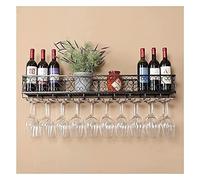 Casier À Vin Industriel avec Porte-Verre, Support De Stockage De Bouteille De Vin en Métal Fixé Au Mur, Étagère À Vin Vintage, pour Bar/Cuisine/Armoire/50Cm (Taille : 60Cm) Made in China