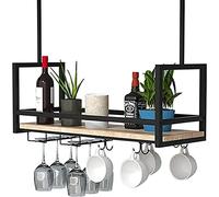 Casier à vin industriel de support de plafond, support flottant suspendu, support de stockage et d'affichage de restaurant de barre de cuisine, support en verre de vin de fer en métal(80*30*60cm)