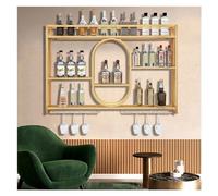 Casier à vin Moderne fixé au Mur avec lumière LED, étagères de Bar flottantes en métal avec Support de Verre à vin, présentoir de Bouteilles d'alcool, Support de Verres à Pied pour