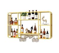 Casier à vin Moderne fixé au Mur avec Support de Verre à vin, étagères murales avec lumières LED, présentoir de Bouteilles d'alcool, étagères de Bar flottantes, Supports de Stockage de vin pour