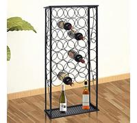 Casier à vin moderne noir pour 28 bouteilles - 47,5 x 21 x 100 cm - Présentoir élégant en fer - Style classique - Parfait pour la décoration de la maison ou du restaurant