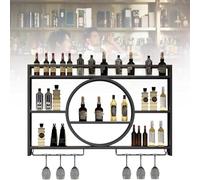 Casier à vin mural avec étagère de présentation moderne en fer pour bouteille et verre 120 cm noir organisateur de rangement de vin élégant décoration d'intérieur pour les amateurs de vin