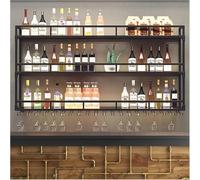 Casier à vin Mural avec lumière LED, étagère Flottante à 3 Niveaux pour l’Affichage des Bouteilles de vin dans Le Bar ou la Cuisine à la Maison