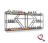 Casier à vin Mural avec lumière LED, étagères de Bar flottantes pour Bouteilles d’Alcool, Support de Stockage de vin Moderne fixé au Mur, étagère d’Affichage de Bar à liqueurs, étagères Flot
