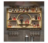 Casier à vin mural avec lumières LED - Étagère ronde à 3 niveaux pour bouteilles de vin et rangement de verre, idéal pour la maison, le bar et le restaurant