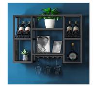 Casier à vin Mural avec Porte-Bouteilles et Verres à vin Suspendus Étagères à Liqueur pour Le Rangement du Bar et l'affichage des Verres à Pied Organisateur de Salon et de Salle à