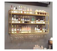 Casier à vin mural avec support pour verres à vin, étagères suspendues pour bar, présentoir pour bouteilles d'alcool, étagère murale flottante industrielle avec lumière LED, supports de stockage