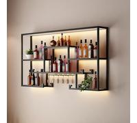 Casier à Vin Mural,Casier à Vin Moderne Fixé Au Mur avec Lumière LED Shelves Storage for Home Bar Kitchen Restaurant étagère Flottante pour Bar Commercial Casier à Verres à Vin(Size:100cm)