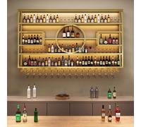 Casier à vin mural en fer, étagère de bar, avec support en verre, étagères murales flottantes, étagère d'affichage pour bouteilles d'alcool, étagère murale, porte-verres à liqueur, supports en métal