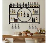 Casier à vin Mural et Porte-Verre, étagère de Bar Peu encombrante pour Les Bouteilles d’Alcool et Les Verres à Pinte, idéale pour l’Organisation du Salon et du Bar à la Maison