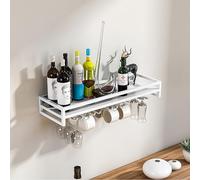 Casier à vin mural, étagère à vin suspendue, étagères murales flottantes, porte-bouteilles en verre de vin, support de verres à pied, rangement mural en métal pour porte-vin, pour salon, salle à