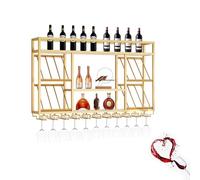Casier à vin Mural, étagère d’Affichage de Bouteilles d’Alcool de Bar, Support de Stockage de vin Moderne fixé au Mur avec lumière LED avec Porte-Verre à vin, étagères de Bouteilles Organisa